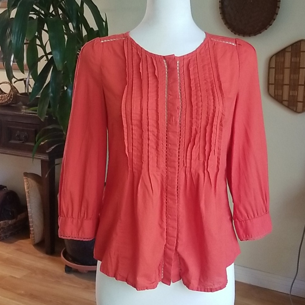 Medow Rue Orange Cotton Blouse